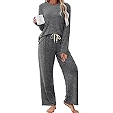 SAMPEEL Pajamas for Women Set Comfy Lounge Sets Two Piece Long Sleeve Cute Pjs Soft Sleepwear Winter Clothing