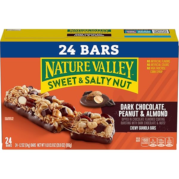 NATURE VALLEY SWEET AND SALTY NUT GRANOLA BARS, DARK CHOCOLATE PEANUT ALMOND, 24 BARS, 28.8 OZ