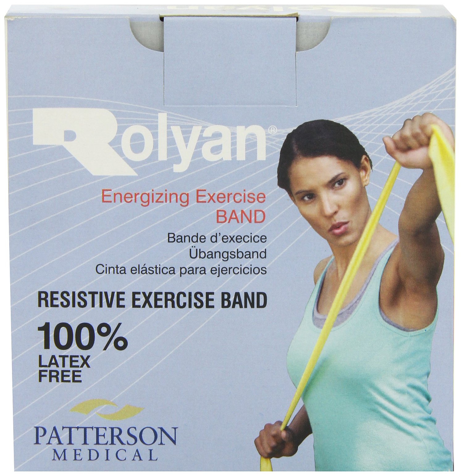 Rolyan Energising Exercise Bands, Ideal Resistance Tool for Upper and Lower Extremity Exercises to Tone Muscles and Increase Flexibility, Supports Physical Therapy, Latex Free, Yellow, Light, 25m