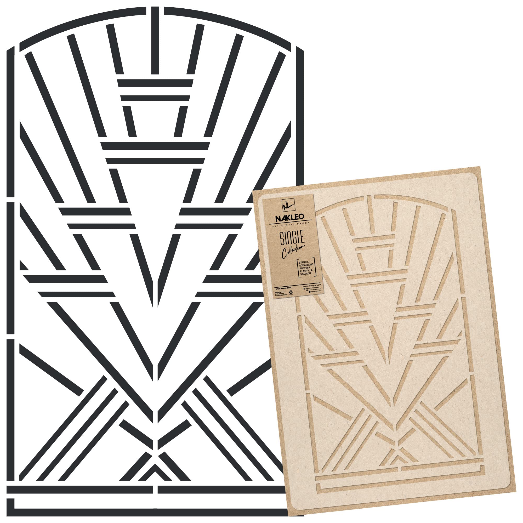 NAKLEO Large Wall Painting Stencil 43x64 cm, Art Deco Balustrade Frame Gate Pattern, Reusable Plastic Template, DIY Art and Craft Home Decor, Floor Wood Fabric Furniture