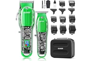 GLAKER Hair Clippers,Hair Clippers for Men Cordless Clippers for Hair Cutting Mens Hair Clippers Hair Trimmer Zero-Gap Trimmer Quiet Barber Clipper with 11 Guide Combs