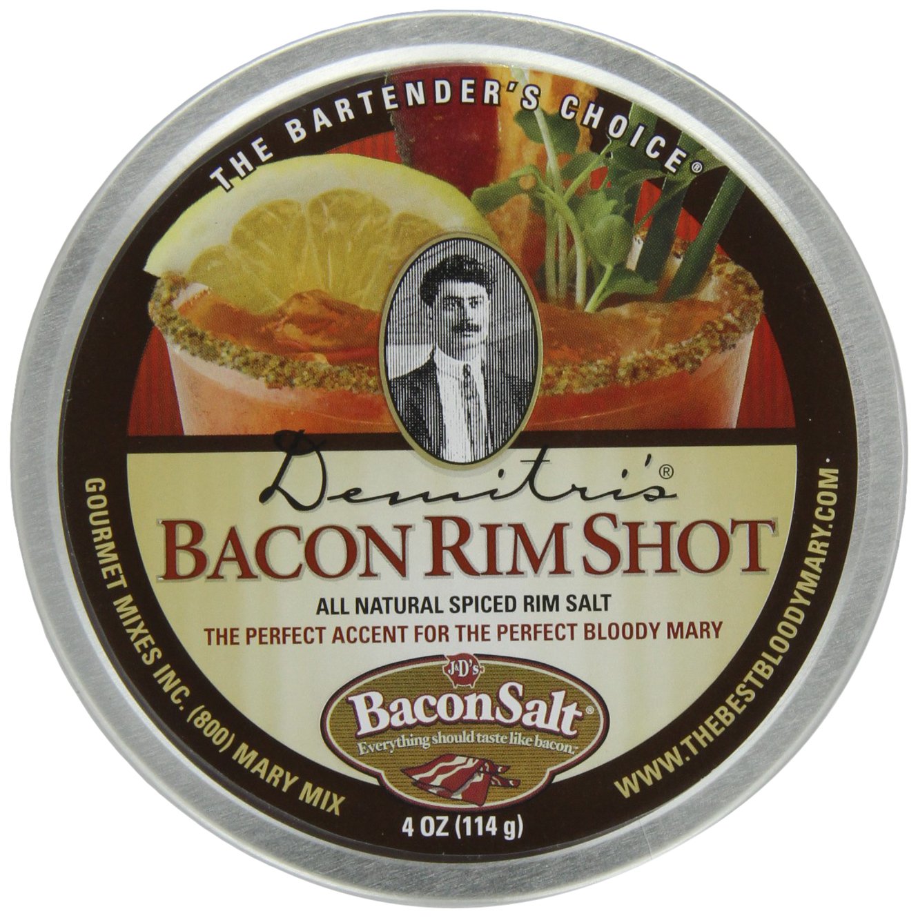 Demitri's Bacon RimShot, Spiced Rim Salt, 4 Ounce Tin : Bloody Mary Cocktail Mixes : Grocery & Gourmet Food