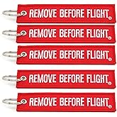 Rotary13B1 - Remove Before Flight Key Chain - 5 Pack - Jet Tag Keychain - Size: 1 inch x 5 inches - Color: Red with White Embroidery
