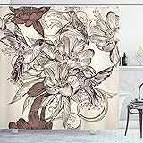 Ambesonne Hummingbirds Shower Curtain, Pattern with