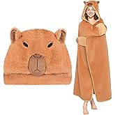 CozziPals Capybara Wearable Plush Blanket Hoodie for Women & Kids, Premium Soft Thick Sherpa & Fleece for Ultra Warmth, Throw Wrap with Giant Hood, Easy Movement, Capybara Gifts for Adults, Oversized