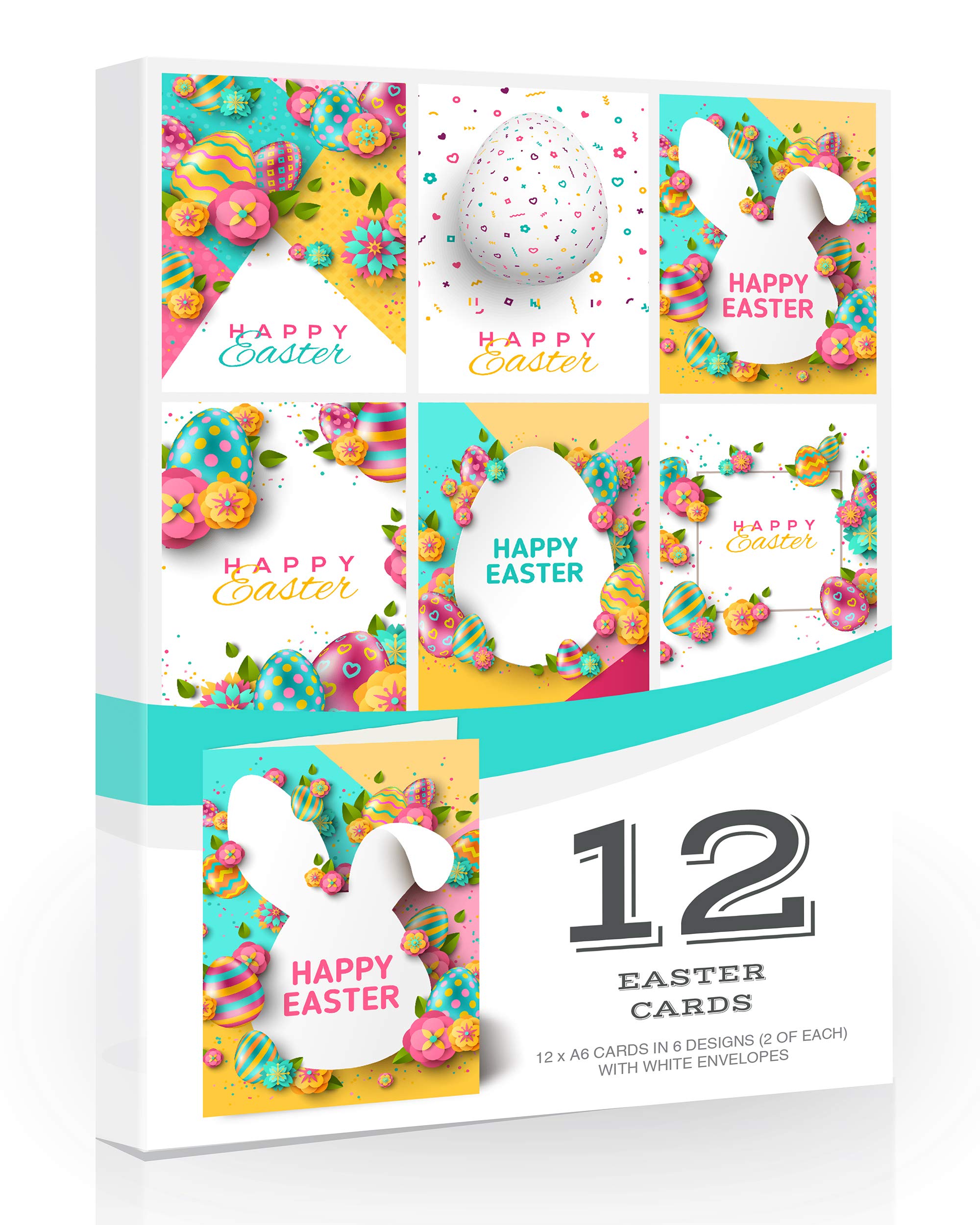 Olivia Samuel 12 x Happy Easter Cards with Envelopes from Blank inside for own special greeting.