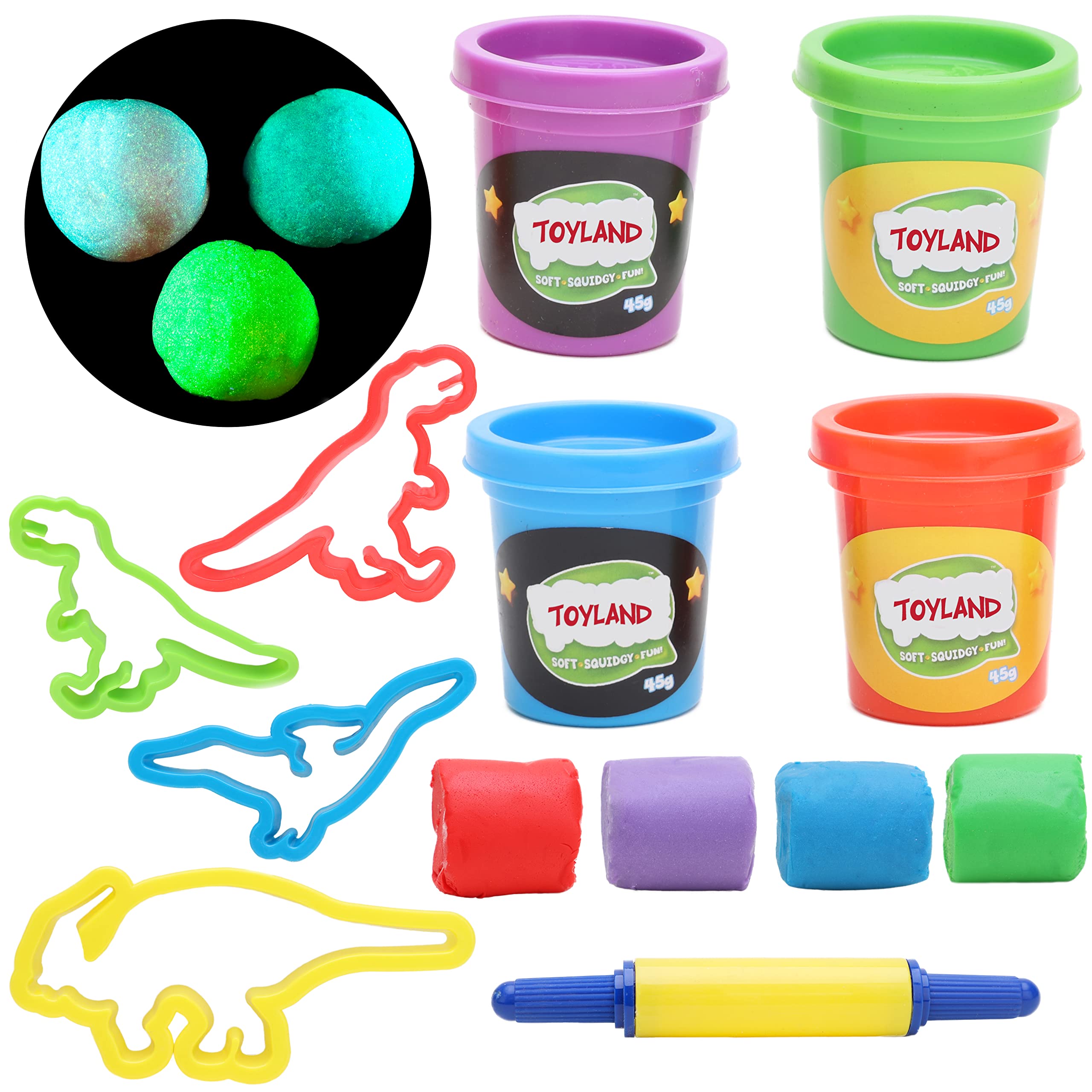 Toyland® Glow In The Dark Dinosaur Dough Set - Creative Toys - Dinosaur Toys - Age 3+