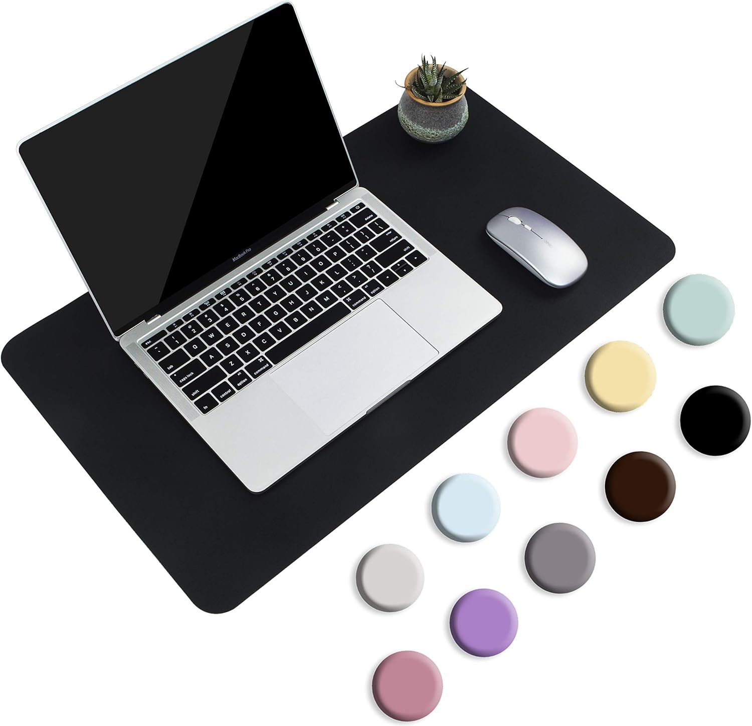 Non-Slip Desk Pad, Waterproof PVC Leather Desk Table Protector, Ultra Thin Large Mouse Pad, Easy Clean Laptop Desk Writing Mat for Office Work/Home/Decor(Black, 23.6" x 13.7") : Office Products