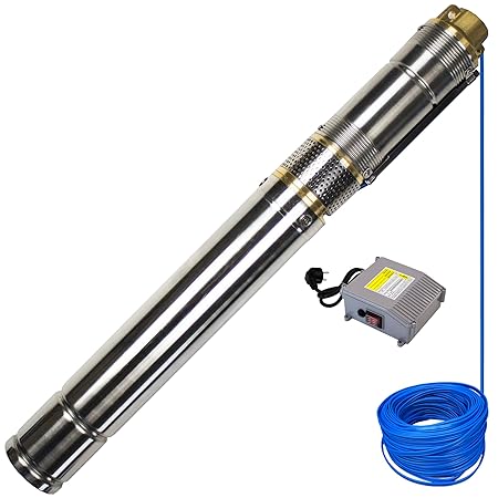 AWM AM-3STP-550-30 3' Tiefbrunnenpumpe 550 Watt Screw Schraubenpumpe sandverträglich, 30m Flachkabel, max. 10 bar, Förderhöhe