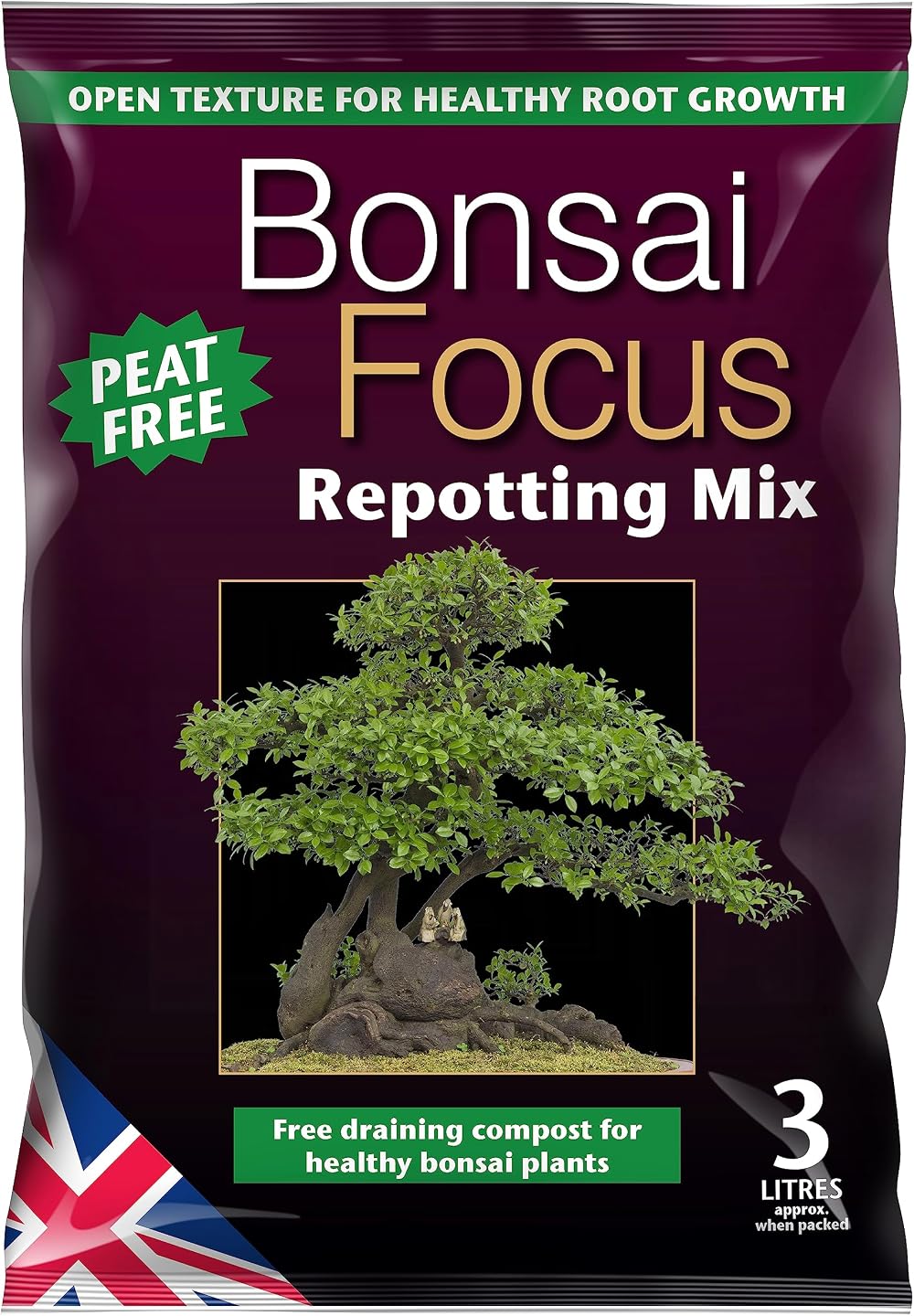 Growth Technology Bonsai Focus Repotting Mix 3 Litre Brown