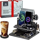 Parkway Home Black Wood Phone Docking Station for up to 3 Phones - Nightstand Organizer for Men & Women, Compatible with Appl