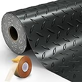 LulnCush 8.2x21 FT Garage Floor Mat, 2.8mm Thickened Diamond Plate PVC Garage Flooring Roll for Under Car Parking, Heavy Duty Garage Floor Protector 172.2 SQFT for Garage, RV Trailer, Basement, Black