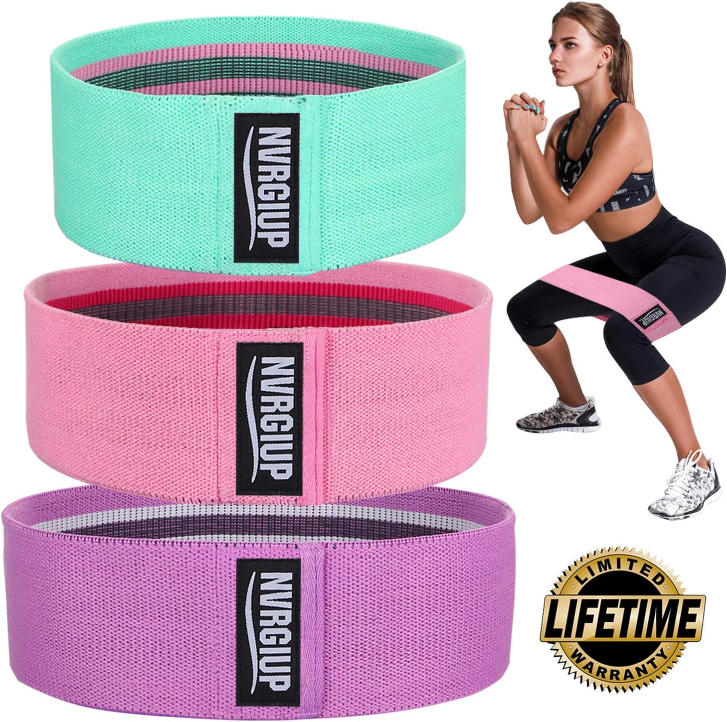 Exercise Resistance Bands for Legs and Butt, Upgrade Thicken Anti-slip & Roll Workout Booty Bands, Mini Hip Circle Loop Sliders Fitness Thigh Glute Bands Set for Women with Ebook & Video