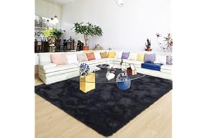 ST. BRIDGE Ultra Soft Black Rugs for Bedroom 5x8 Feet, Fluffy Shag Area Rugs for Living Room, Large Comfy Furry Rug for Boys Kids Baby Room Decor, Non Slip Nursery Rug Modern Indoor Fuzzy Floor Carpet