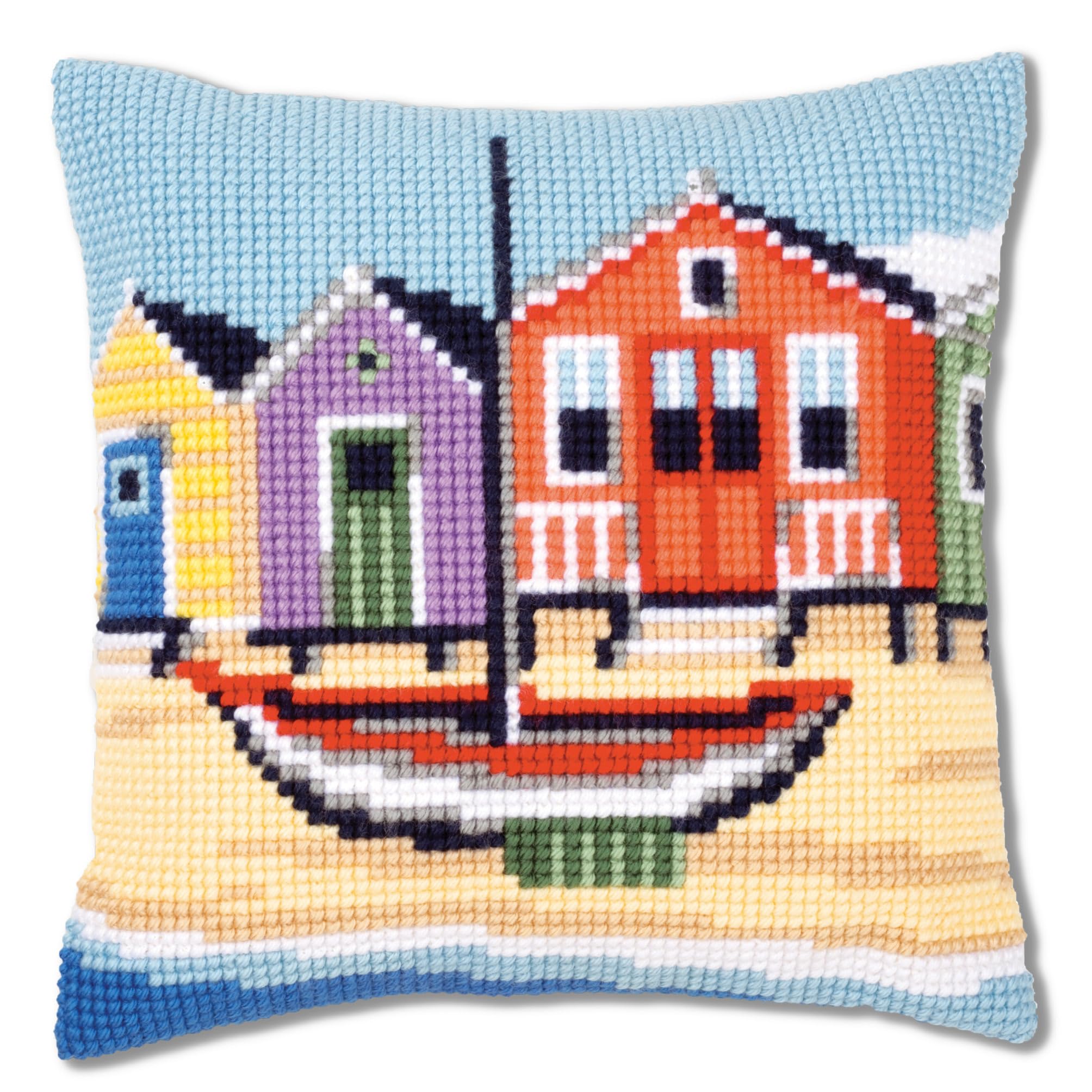 Vervaco Boat Cross Stitch Cushion, Multi-Colour