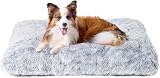 EHEYCIGA XL Dog Bed Extra Large Fluffy Calming Grey 105x70x9cm