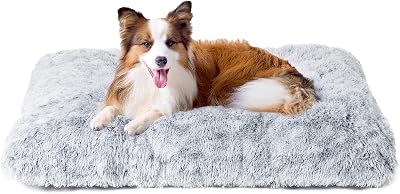 EHEYCIGA XL Dog Bed Extra Large Fluffy Calming Grey 105x70x9cm