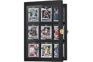 Kacorn 9 Standard Sport Card Display Case Baseball Card Display Case Wooden Wall Cabinet for Basketball Football Hockey Trading Cards Display Collectibles Souvenirs