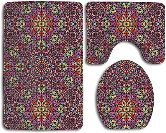 Aubrdon Buntes abstraktes Muster-Druck-Badezimmer-Teppich-Matten
