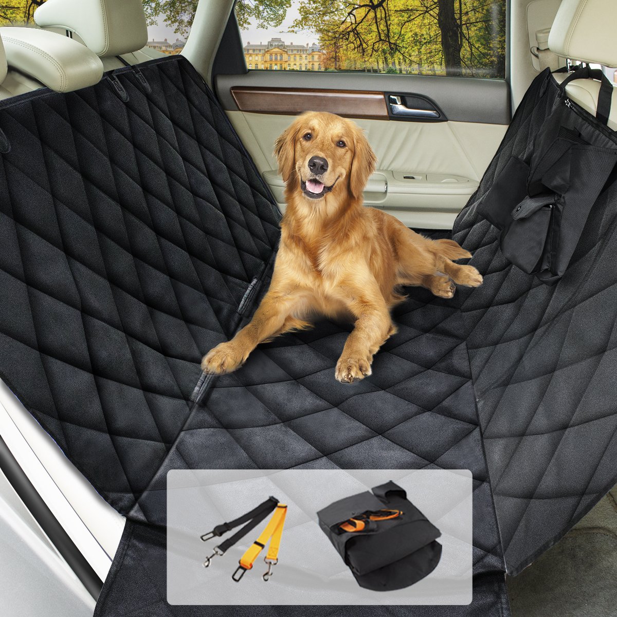 Hundedecke für Auto Rückbank, Morpilot Autoschondecke+ Seitenschutz, 2 Taschen, Teilbare Hunde Sitzauflage wasserdicht waschbar mit Autositzgurt,Super Weich, Ideal für für alle gängigen Automodelle