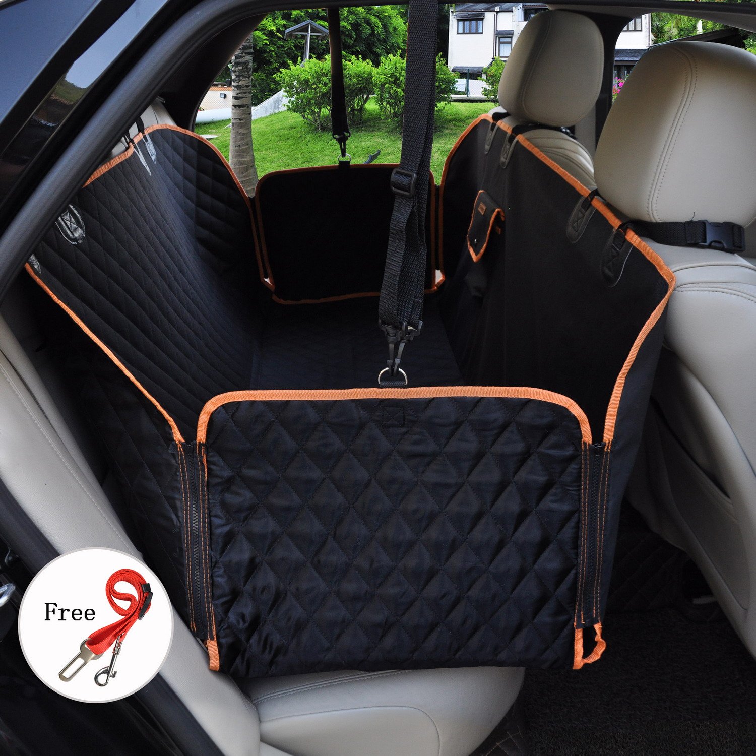 Pet Seat for Car Dog Seat Cover Waterproof Hammock Pet Seat Covers Heavy Duty & Waterproof with Side flaps 53.5\'\'X57\'\' Black