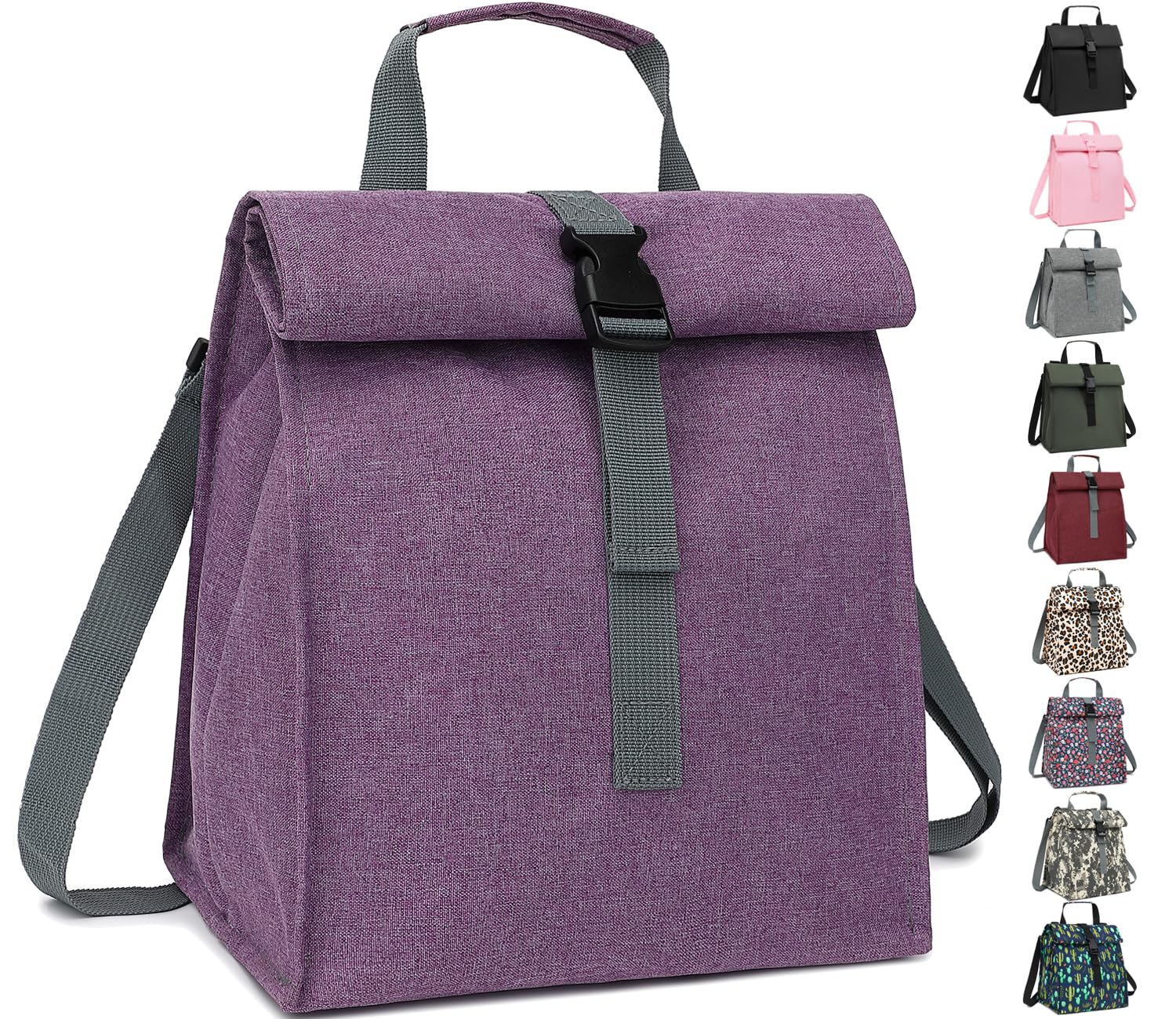 Photo 1 of GYEUKHAM Unisex Insulated Lunch Bag, Purple, 8.8" x 6" x 9"