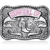 KOORASY Western Belt Buckle for Women Girls, Pink Cowgirl Up Boots Belt Buckles Halloween Christmas women Birthday Gifts