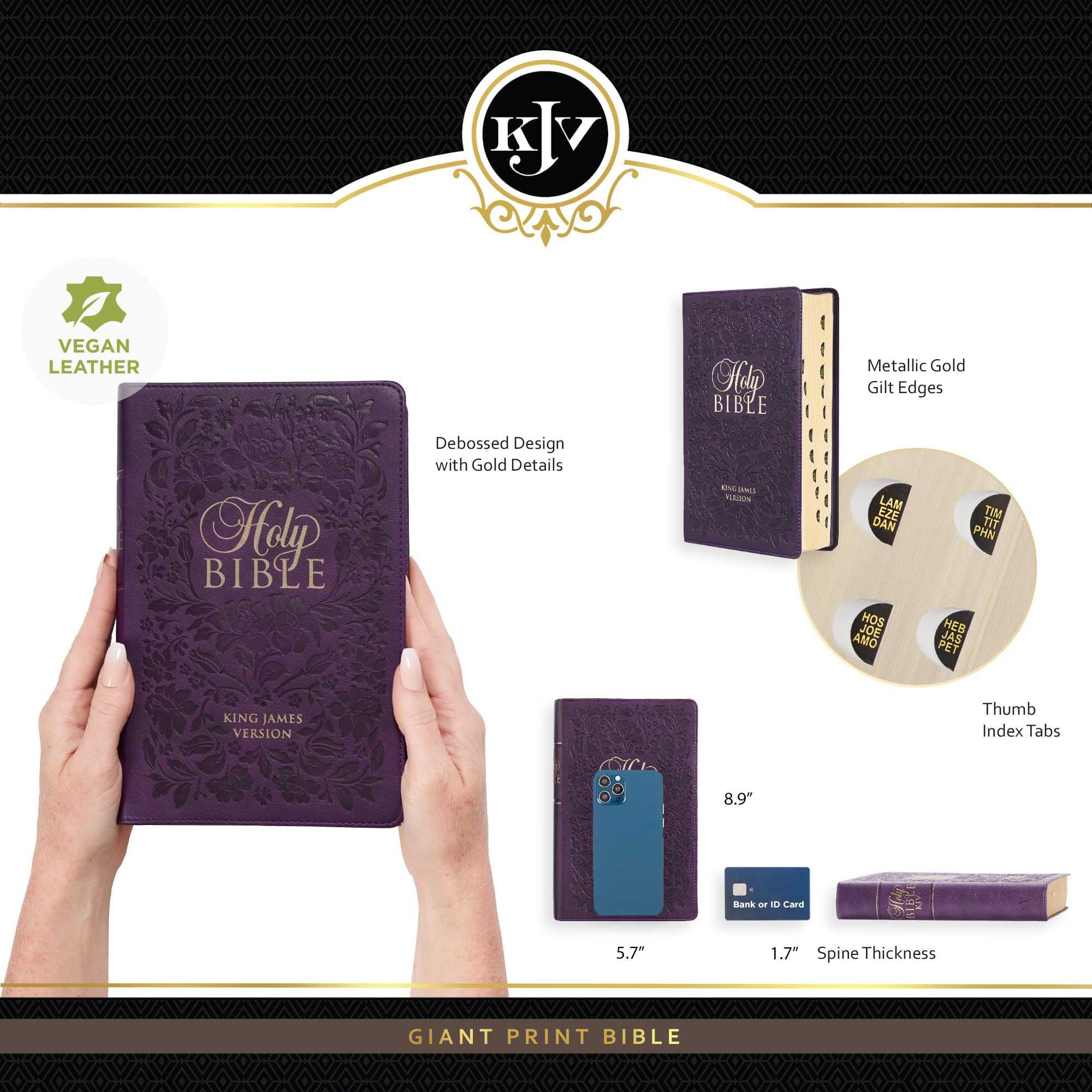 KJV Holy Bible, Giant Print Standard Size Faux Leather Red Letter Edition - Ribbon Marker, King James Version, Purple Floral (KJV Standard GP Editions)