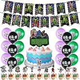 WOZADU Horror Birthday Party Decorations, Halloween Birthday Party Supplies Decorations Set Include Banner, Balloons, Cake Toppers and Cupcake Toppers for Home Classroom Decor