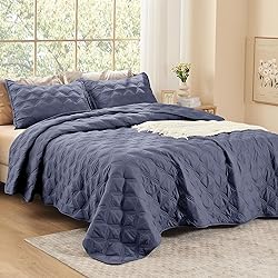 Litanika King Size Quilt Bedding Set, Dark Blue