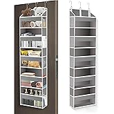 XiflLife Over The Door Organizer Closet,5 Bins 10 Side Pockets,Hanging Organizer,Anti Tilt 44 lbs Load Organizers and Storage with Clear Window for Bedroom,Nursery,Rv,Bathroom,Camper(Light Grey)