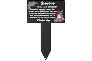 BUoonyer Christmas Stake Graves Cemetery Decorations - Grandma Metal Memorial Grave Markers, Grandmother Graveyard Remembrance Burial Plaque, Cardinals Sympathy Graveside Decor Sign for Outdoor Yard