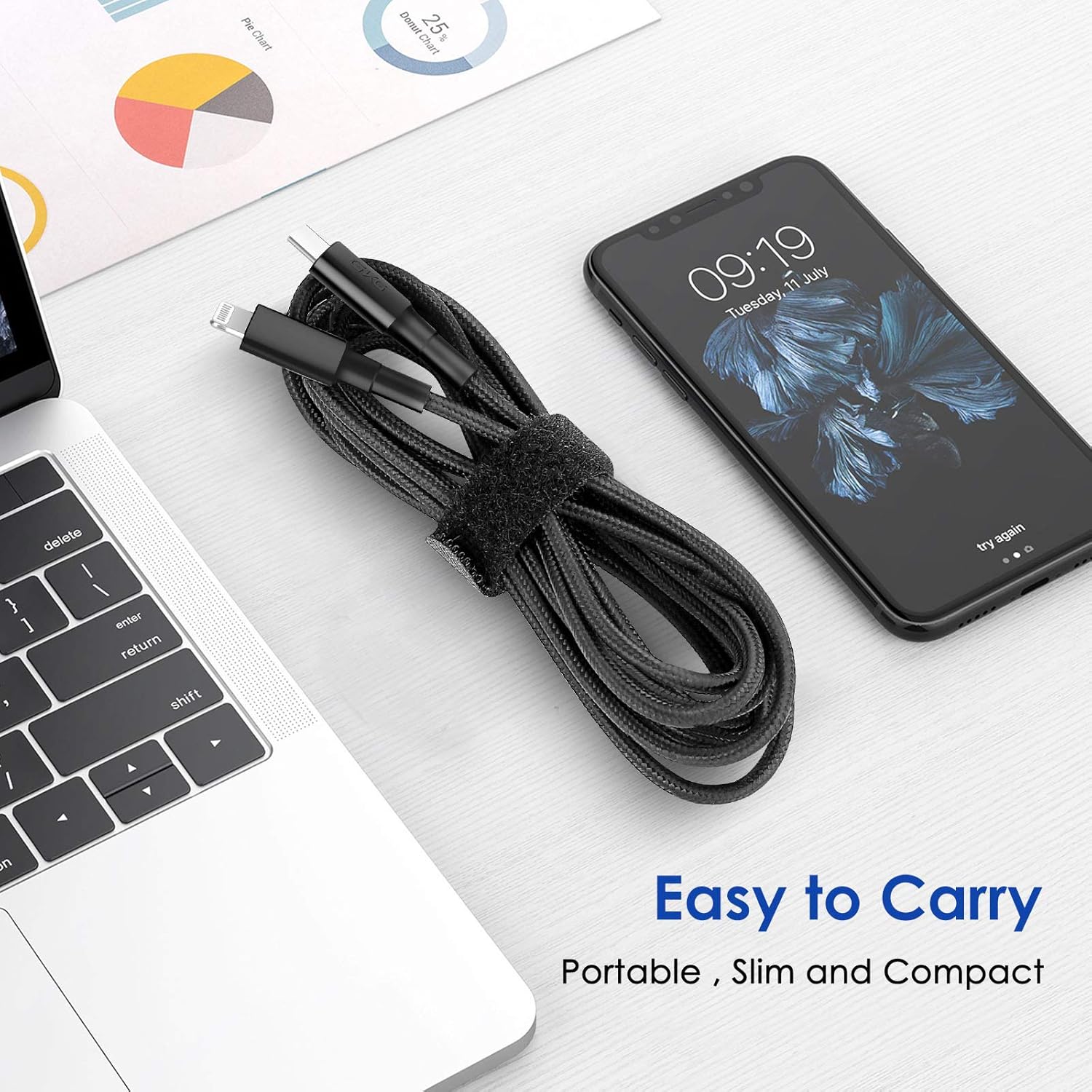 Amazon Com Usb C To Lightning Cable 6 6ft Gkg Apple Mfi Certified Iphone 12 Charger Cable Braided Nylon For Iphone 12 12 Pro 12 Mini 11 Pro Max X Xs Xr 8 8 Plus Ipad And More Black Industrial Scientific