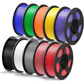 ANYCUBIC PLA Plus (PLA+), 3D Printer Filament 1.75mm Bundle, High Toughness, 1KG Spool, Black, White, Texture Grey, Pink, Red, Blue, Green, Orange, Yellow, Purple, 10KG in Total