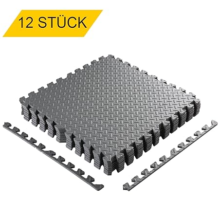 Homgrace Schutzmatten Set 60 x 60 cm Bodenschutzmatten Trainingsmatten Puzzlematten für Bodenschutz, Büro, Fitnessraum, Garag