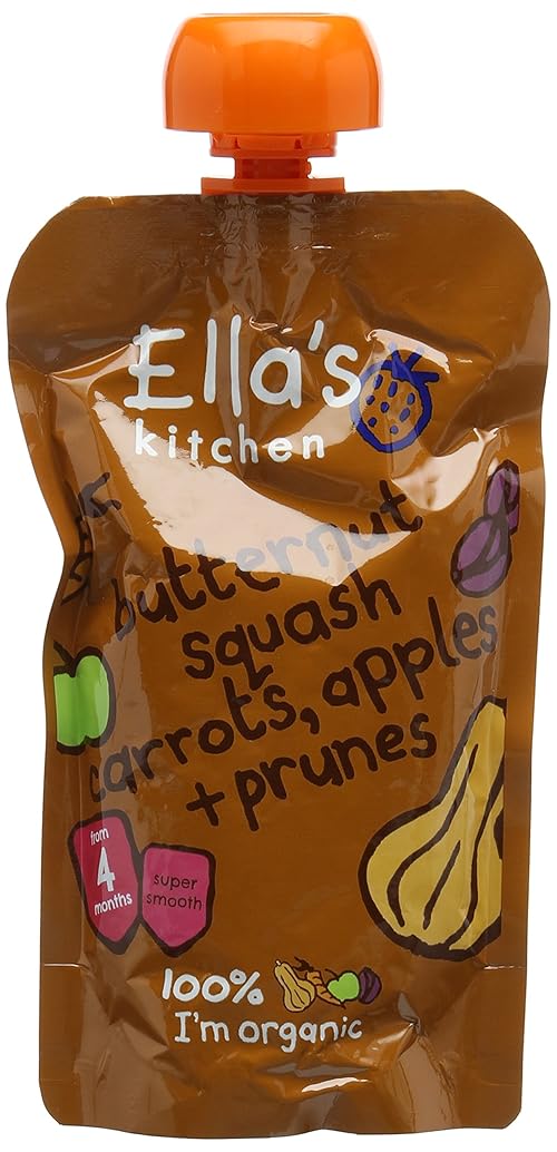 Ella's Kitchen Stage 1 From 4 Months Organic Butternut Squash, Carrot, Apple and Prune 120 g (Pack of 7)