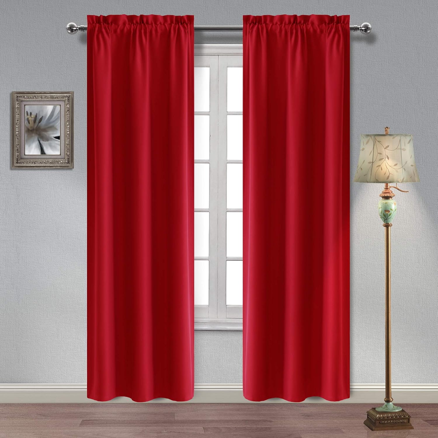 Amazon.com: Hiasan Red Blackout Curtains Triple Weave Thermal Insulated