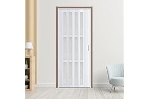 CCBOYSHARDWARE 36X80in Accordion Door Interior,PVC Sliding Folding Doors with Lock,Divider Door with Hardware,White Waterproof