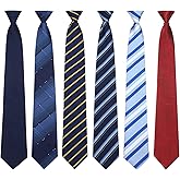 Janmercy 6 Pcs Clip on Tie for Men Clip on Necktie Striped Solid Plaid Dots Mixed Lot Tie for Wedding Office School, 20 Inch