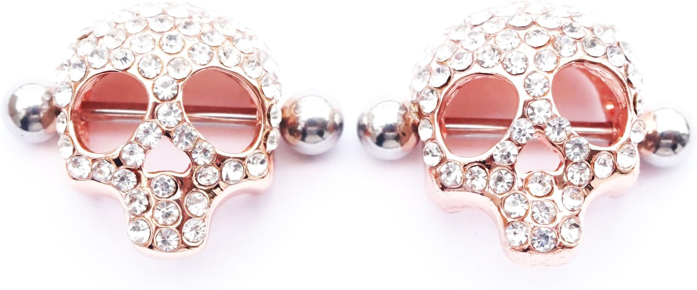 WOWOHE Nipple Piercings Jewelry Nipple Rings for Women 3D Skull Nipple Jewelry Stainless Steel Sold As a Pair