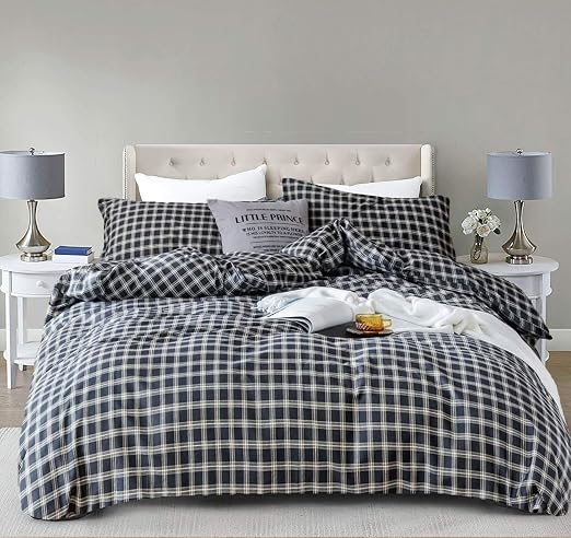 Amazon Com Jumeey Grey Comforter Full Size Buffalo Plaid Comforter Bedding Queen Cotton Boys Men Vintage Grid Comforter Set Checkered Bedding Quilt Women Girls Dark Gray Gingham Bed Comforters Queen Home Kitchen