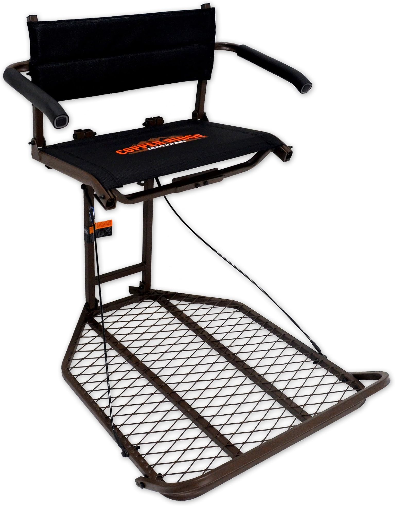 Copper Ridge Outdoors Tree Stand - Ultra Comfort Deluxe Hang On - 24x32” Foot Platform, Flip Up Mesh Seat and Padded Arm Rests, Foldable Foot Rest, 300lb Weight Capacity, Hang-On Treestand for Hunting