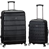 Rockland Melbourne Hardside Expandable Spinner Wheel Luggage, Black, 2-Piece Set (20/28)