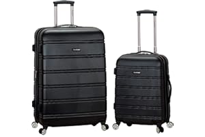 Rockland Melbourne Hardside Expandable Spinner Wheel Luggage, Black, 2 Piece (20"/28")