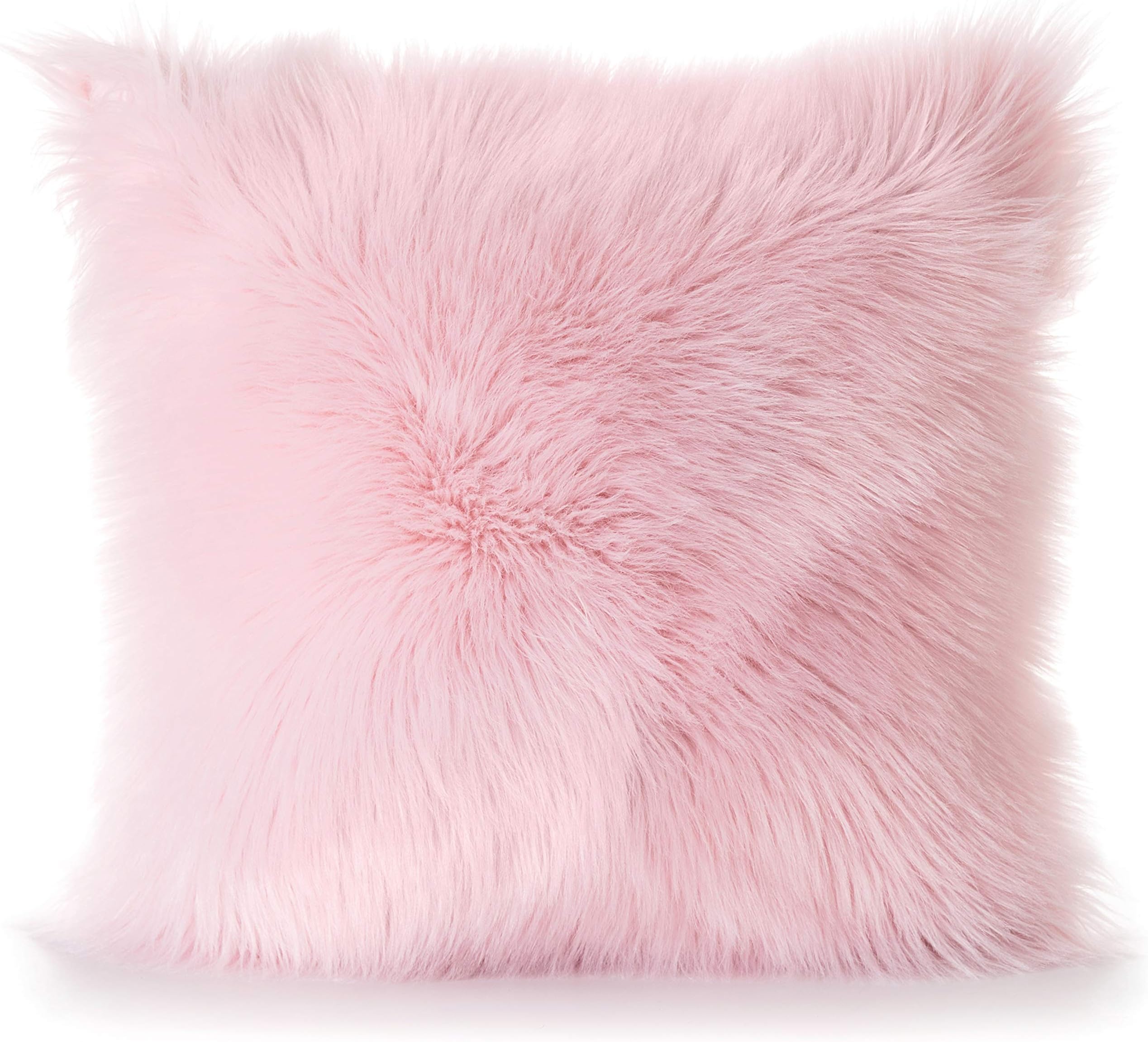 Rina Softness Fur Throw Pillow Covers (18 x 18) Luxury Home Decor for Bedroom, Sofa, Living Room | Cute, Pink, Ultra Soft Cushion Sham | Zippered, Removable