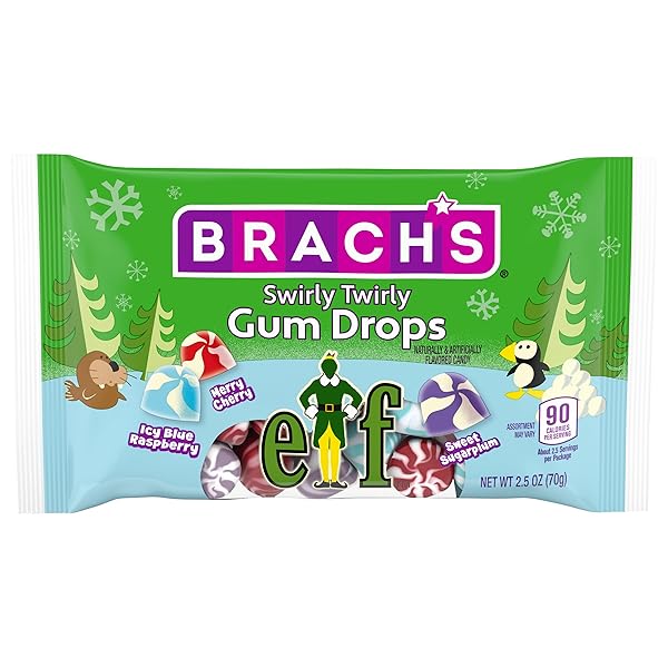 BRACH’S ELF SWIRLY TWIRLY GUM DROPS, 2.5OZ BAG – HOLIDAY CLASSIC FOR FESTIVE CANDY DISHES AND BAKING