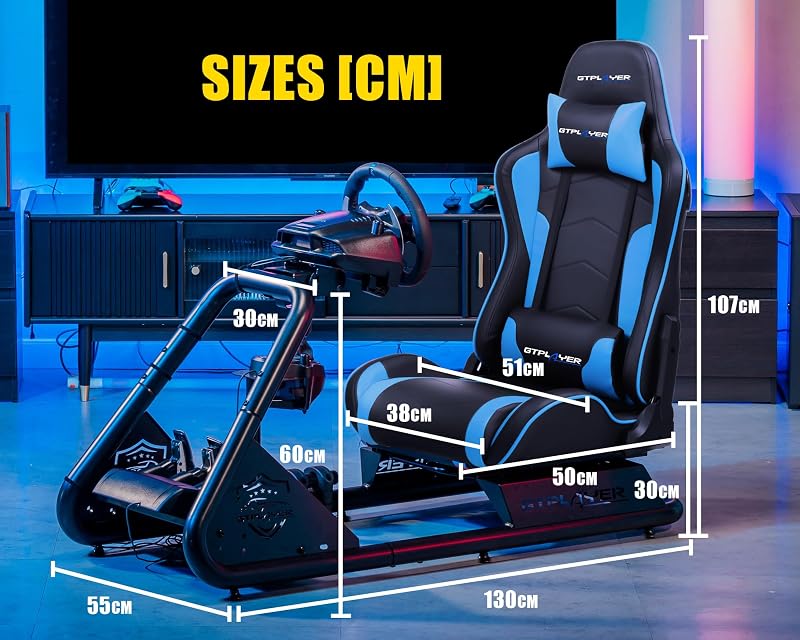 Cockpit de simulador, cockpit de simulação de corridas, suporte para volante com altifalantes, compatível com vários modelos de volante e pedais