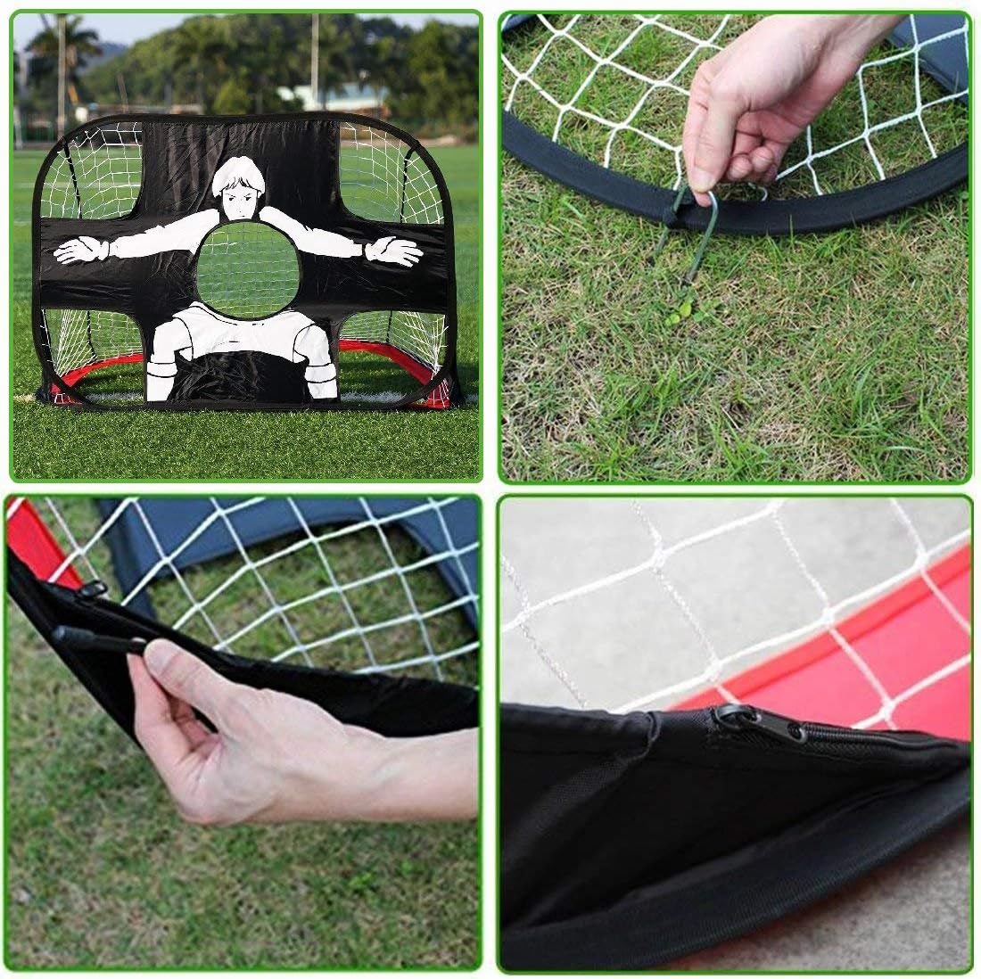 Portzon Foldable Pop Up Soccer Goal, Backyard Football Training Nets with Carry Bag for Backyard Home Camping Bedroom Decorations, 43”x 30”x 30”, Yellow : Sports & Outdoors