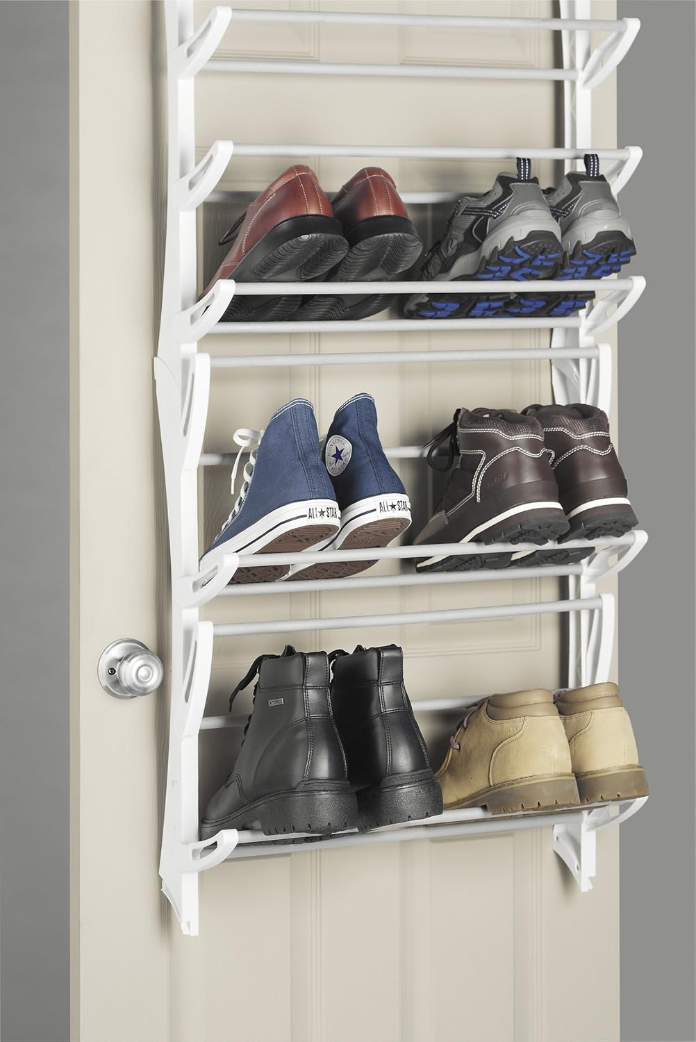 Whitmor Over the Door Shoe Rack - 36 Pair - Fold Up, Nonslip Bars: Home & Kitchen
