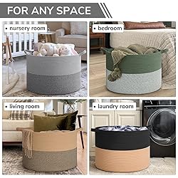 INDRESSME 115L Extra Large Blanket Basket, Cotton